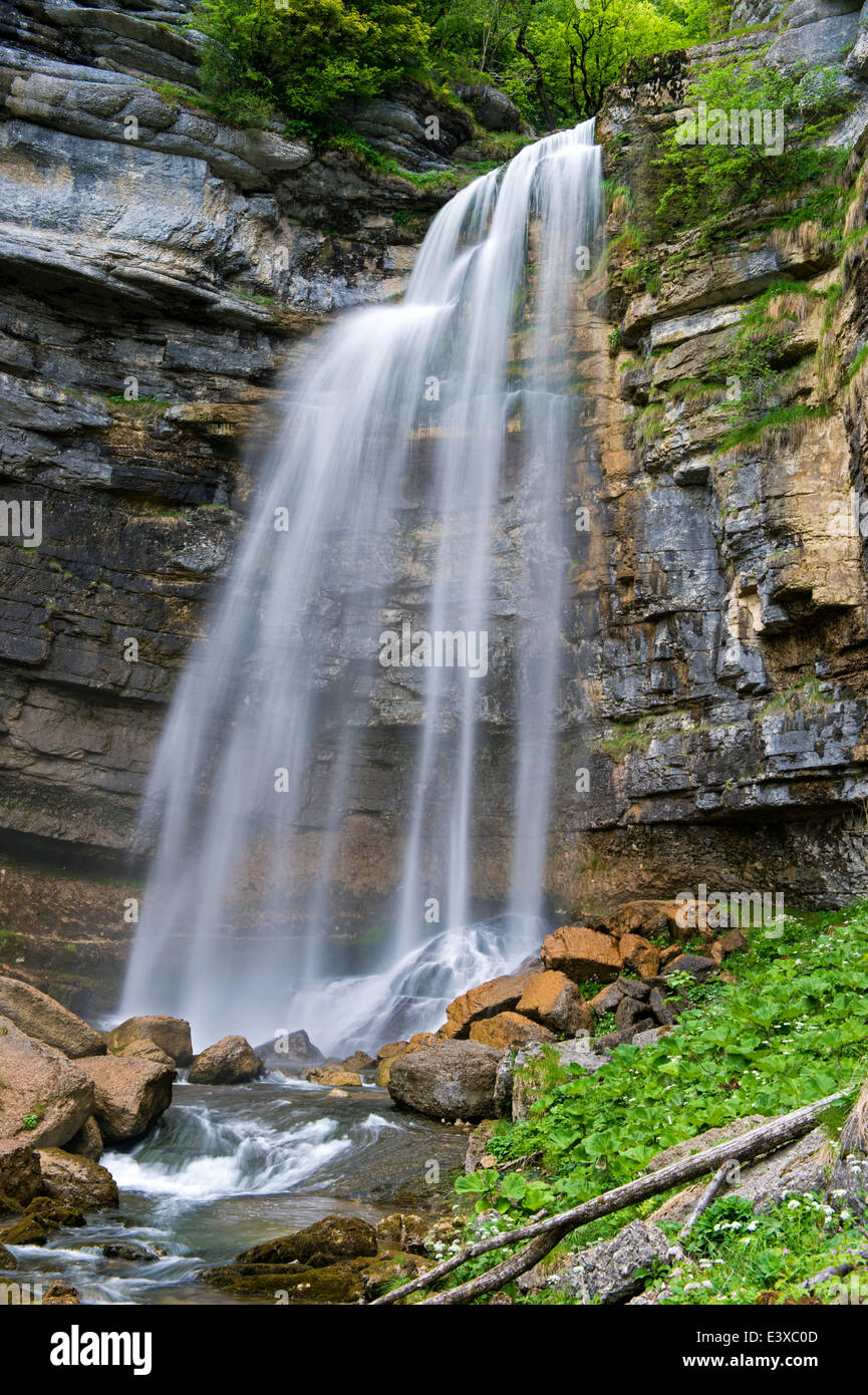 Le Grand Saut oder Herisson Wasserfälle, Cascades du Hérisson, Ménétrux-En-Joux, Franche-Comté, Frankreich Stockfoto