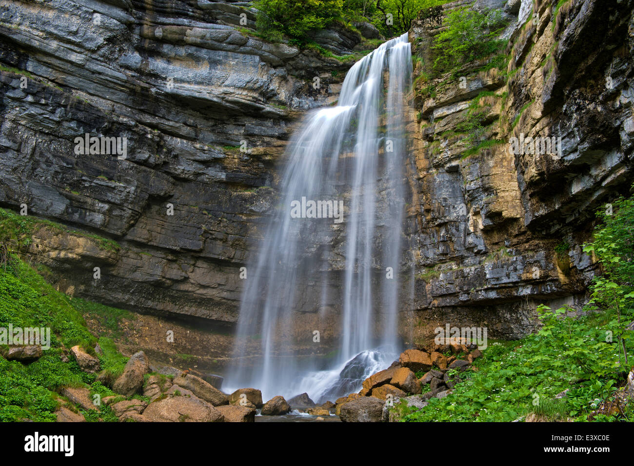 Le Grand Saut oder Herisson Wasserfälle, Cascades du Hérisson, Ménétrux-En-Joux, Franche-Comté, Frankreich Stockfoto