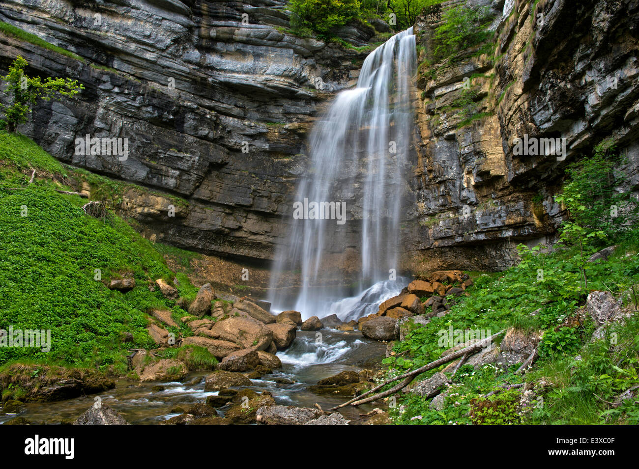 Le Grand Saut oder Herisson Wasserfälle, Cascades du Hérisson, Ménétrux-En-Joux, Franche-Comté, Frankreich Stockfoto