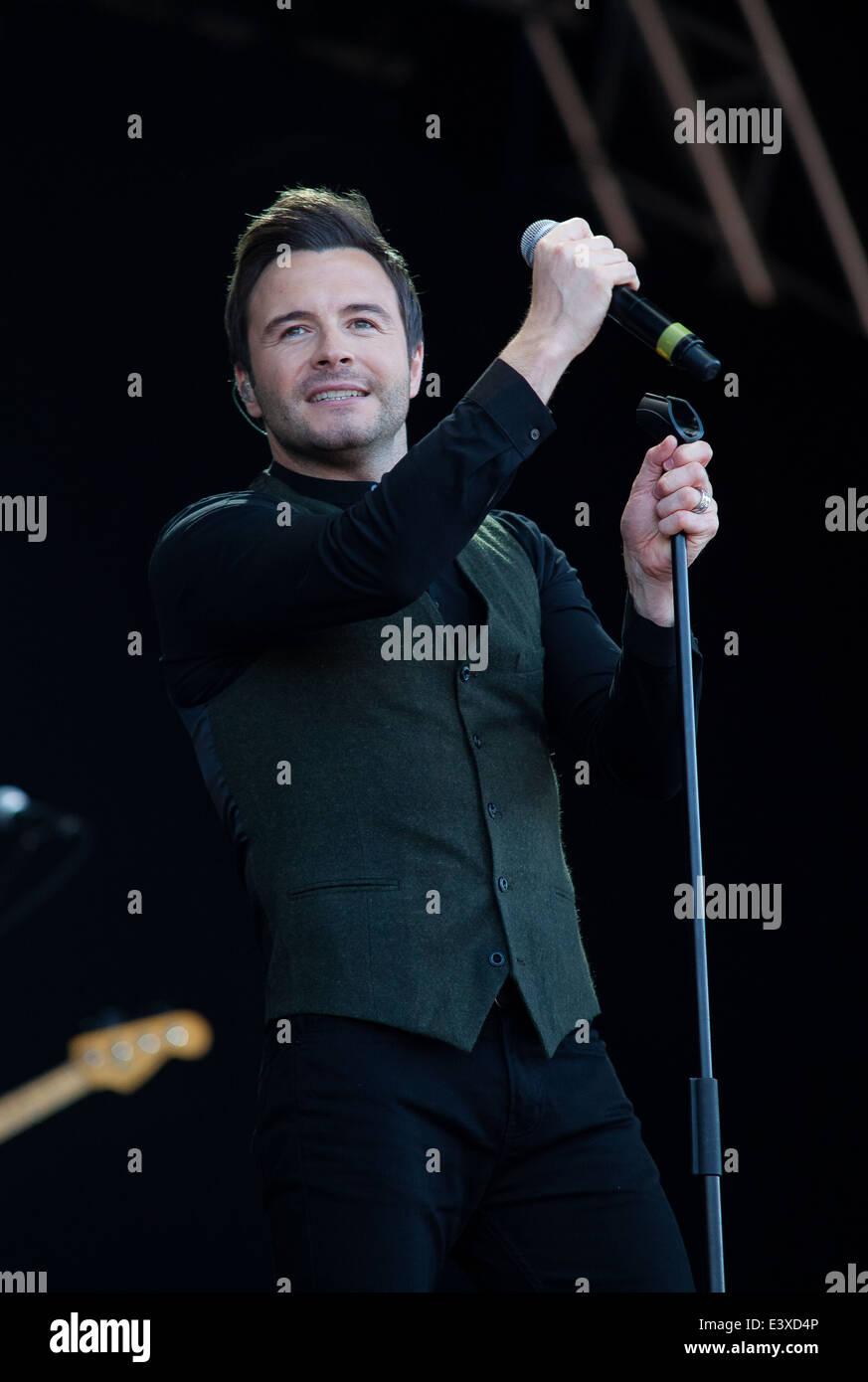 Westport House, Westport, Irland, 28. Juni 2014, Shane Filan spielt live auf dem Westport-Festival am 28. Juni Stockfoto