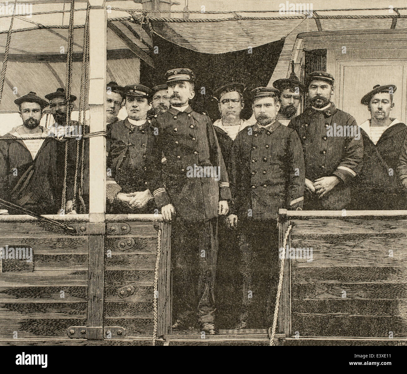 Pierre Loti, Pseudonym von Julien Viaud (1850-1923). Französischer Schriftsteller und Marineoffizier. Loti an Bord das Kanonenboot Javelot. Stockfoto