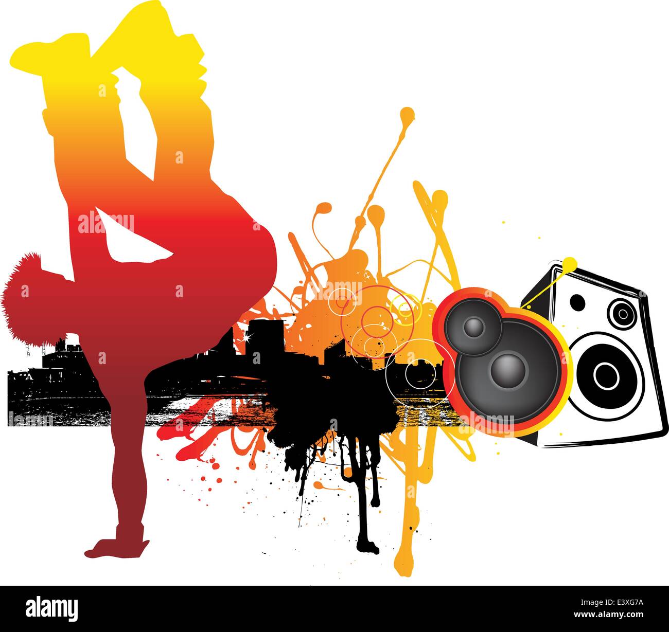 Illustration des städtischen Tänzerin in Stadt Stock Vektor