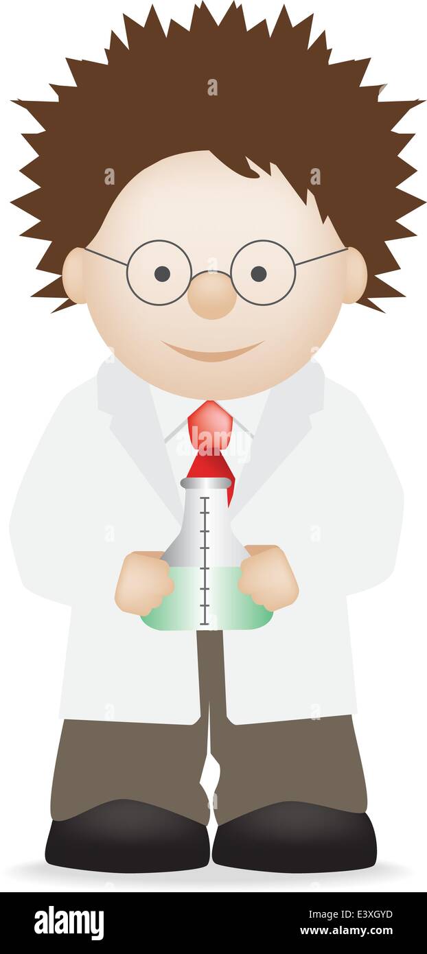 Beispiel für eine niedliche Wissenschaftler-Cartoon-Figur Stock Vektor