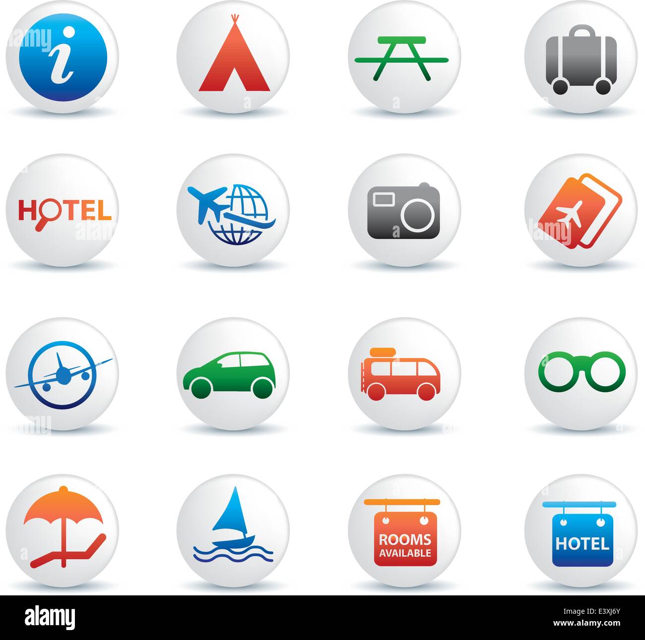 weltweite Reisen und Transport-Taste silhouette Icon-set Stock Vektor