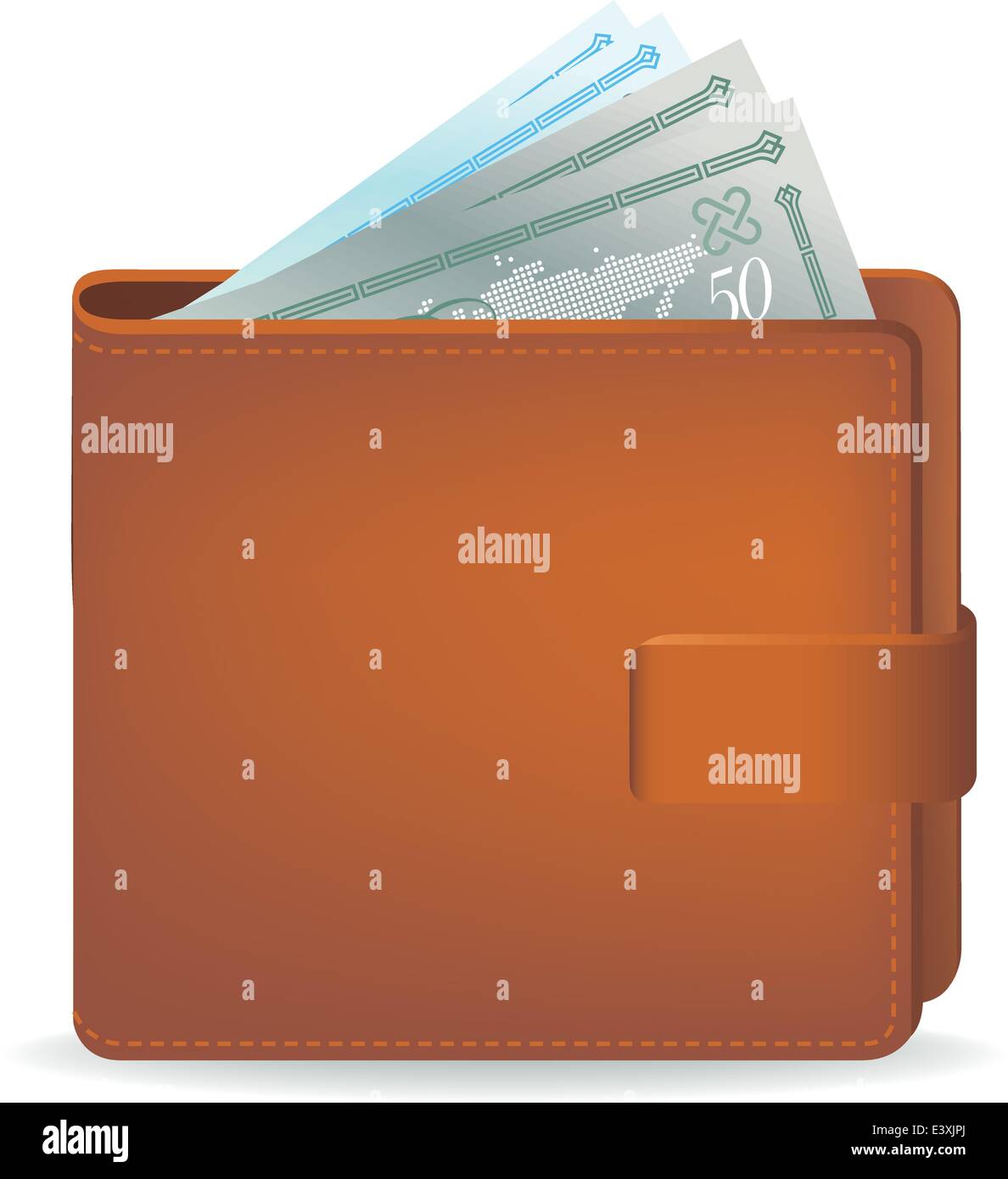 Vektor-Illustration einer platzen Brieftasche mit generischen Geld design Stock Vektor