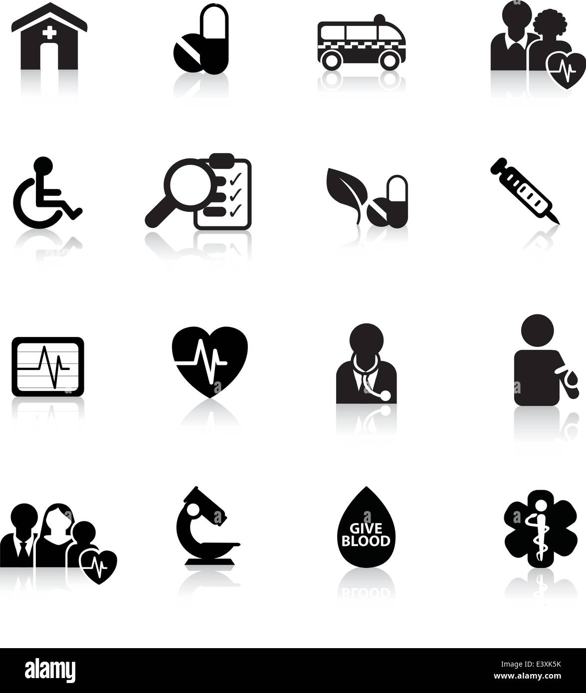 ärztliche und klinische Symbol und Web-Silhouette-Tasten Stock Vektor