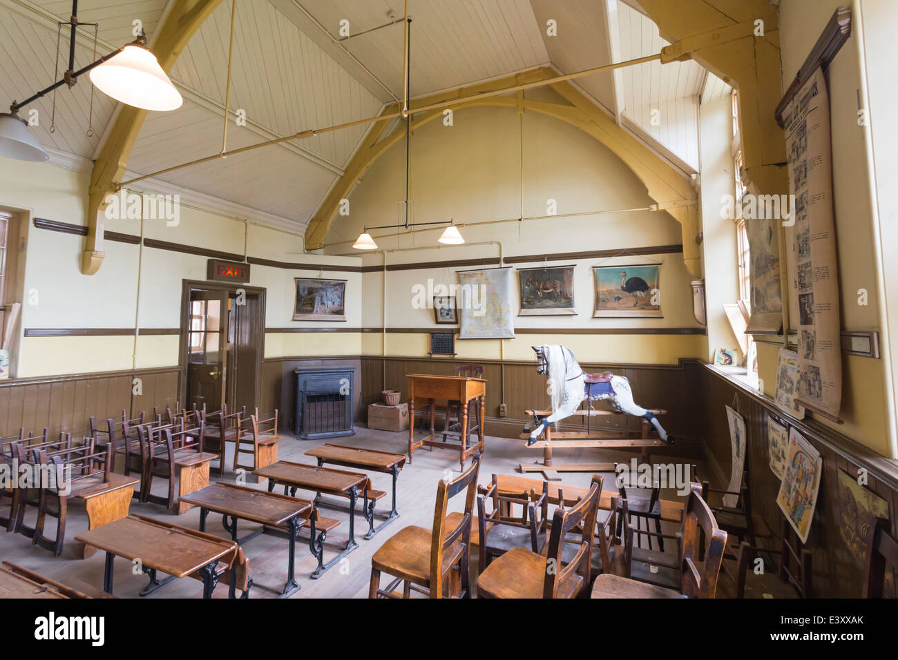 Neu erstellte Schulklasse im Beamish lebendigen Freilichtmuseum Stockfoto