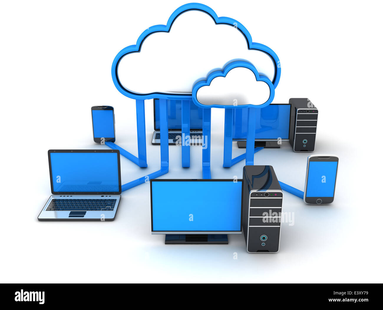 Abstrakte Cloud-Speicher (durchgeführt in 3d) Stockfoto