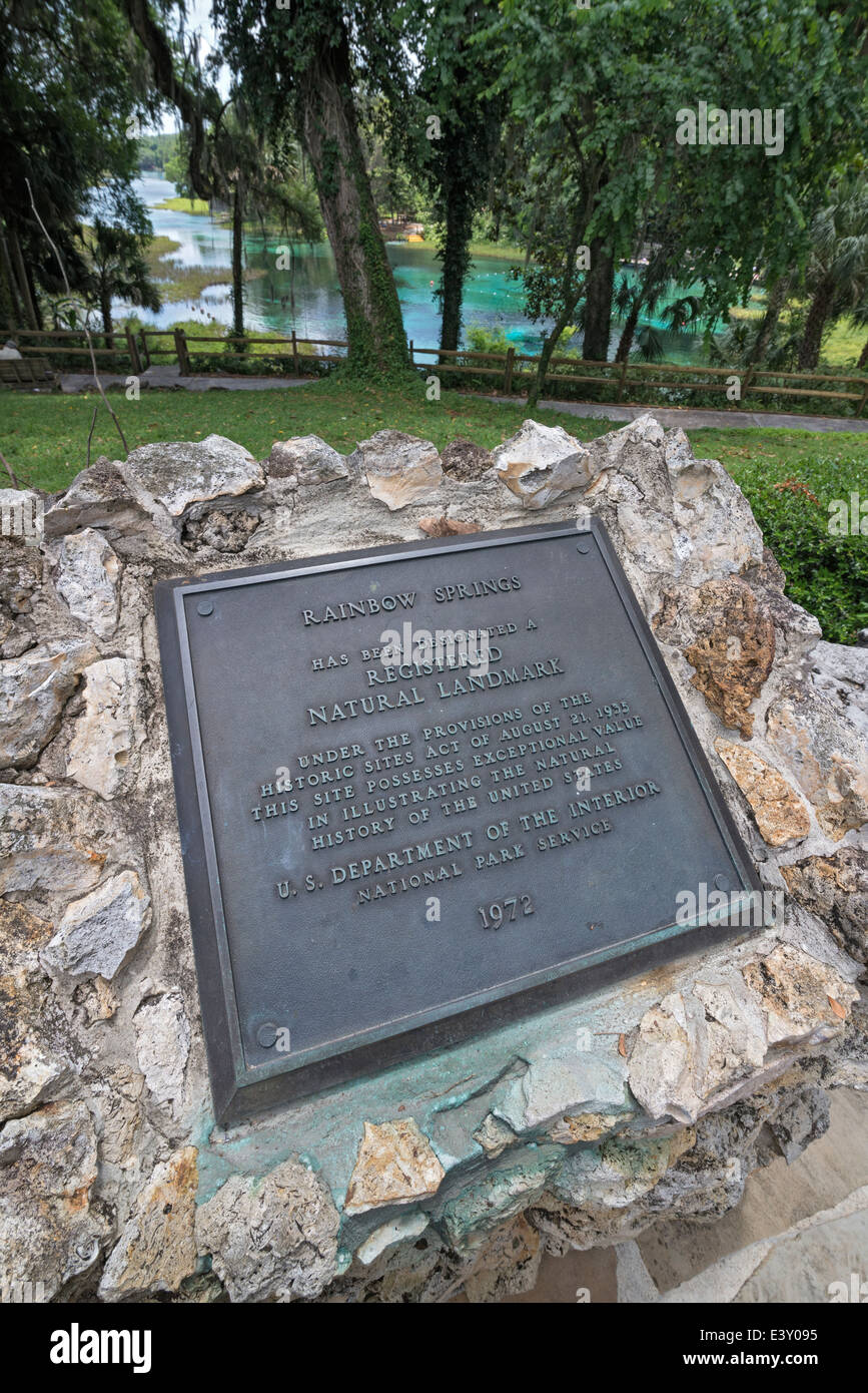 Rainbow Springs State Park ist ein registriert natürliche Wahrzeichen vom US-Department of Interior National Park Service im Jahr 1972. Stockfoto