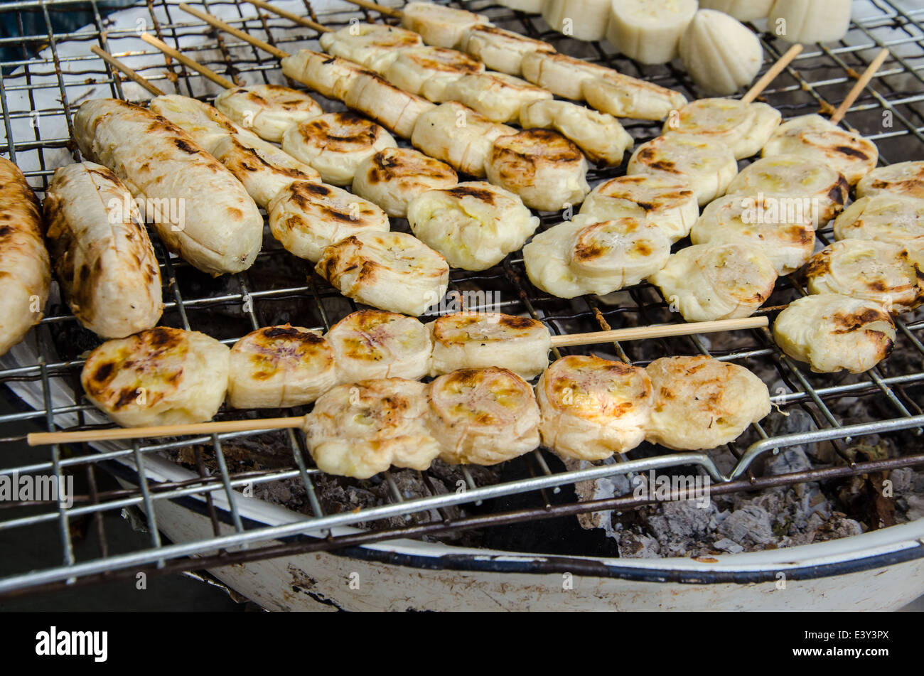 Grill Banane Straßenmarkt für gesunde Ernährung Stockfoto