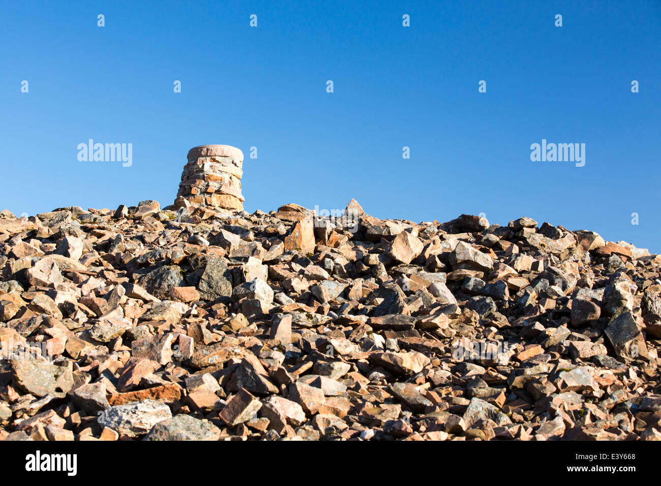 Der Gipfel des Tinto Hill in der Nähe von Biggar im südlichen Hochland von Schottland, Großbritannien. Stockfoto