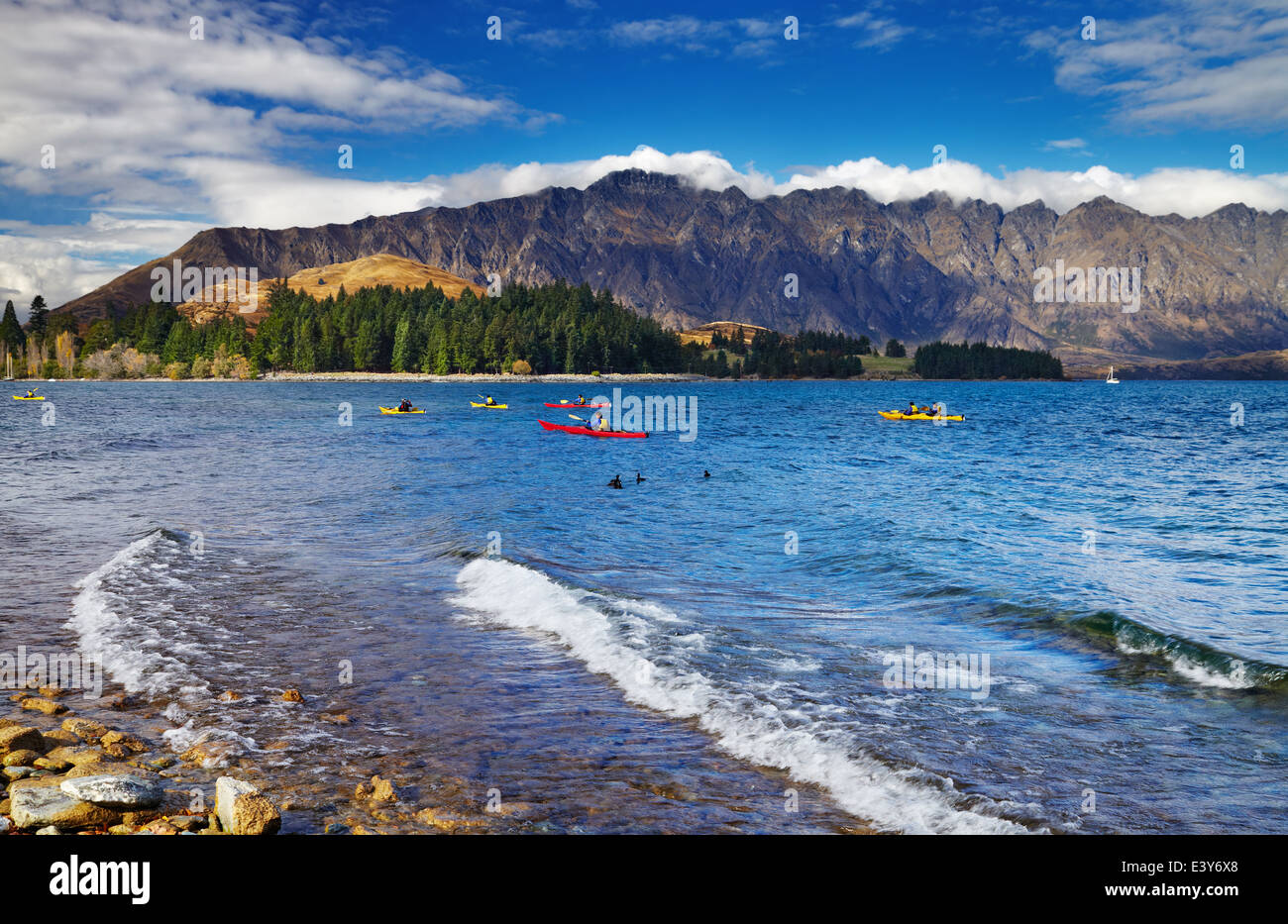 Wakatipu See und Ramarkables Berge, Neuseeland Stockfoto