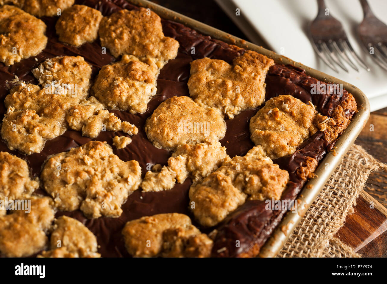 Hausgemachte Schokolade Revel Brownie Bars essfertig Stockfoto