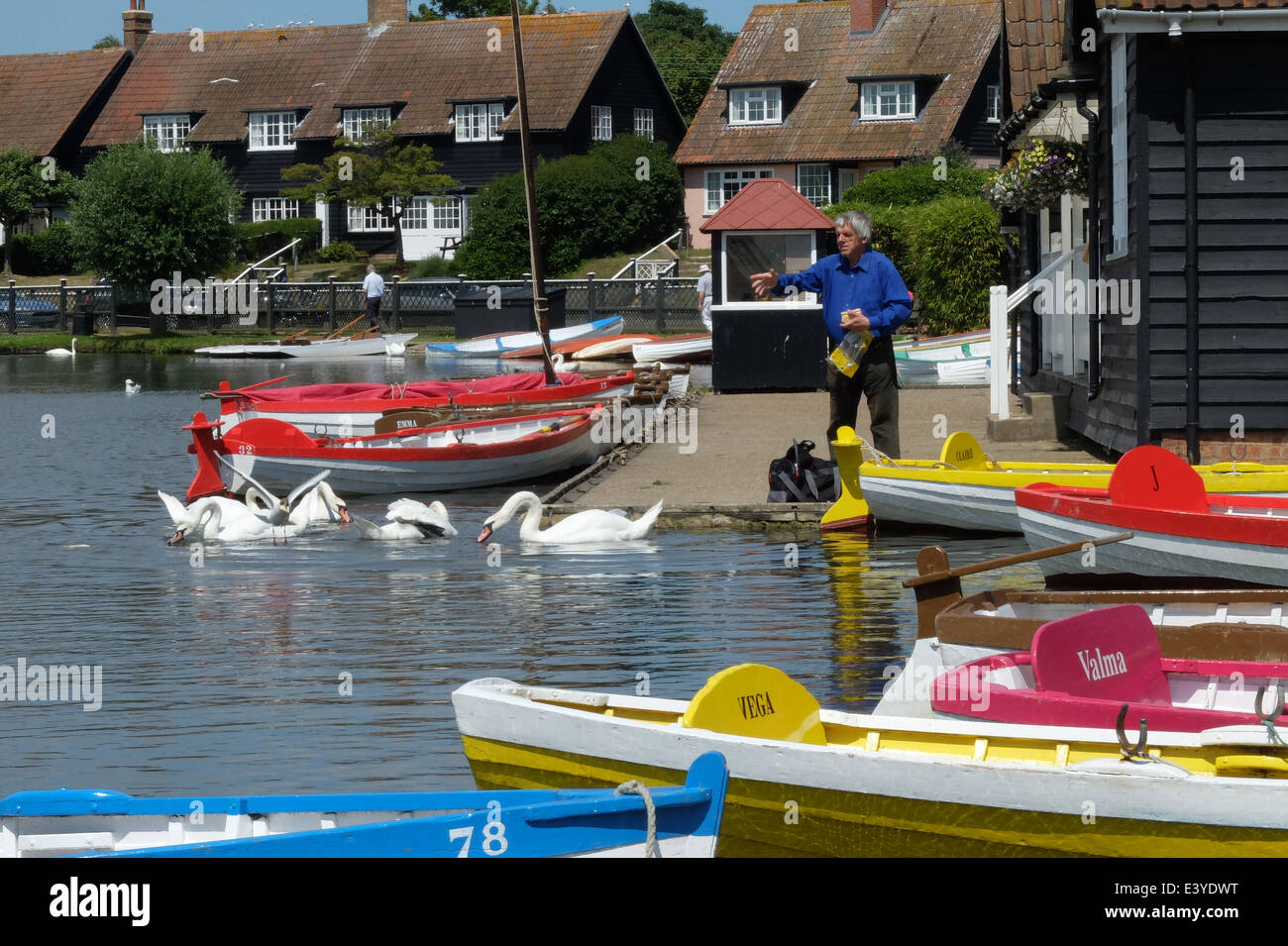 See mit Booten bei Thorpeness in Sussex East Anglia, England Stockfoto