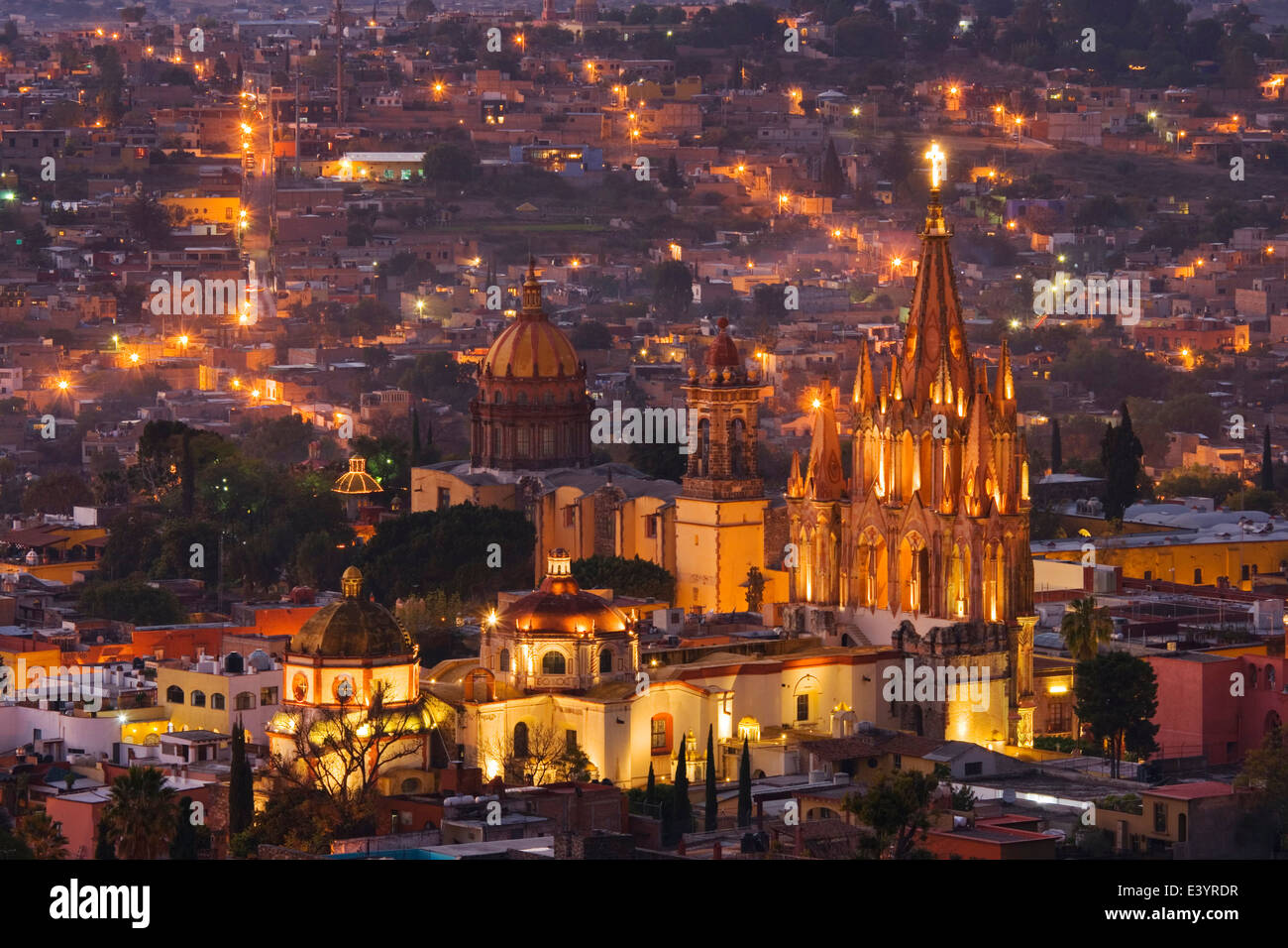 Parroquía de San Miguel Arcángel, San Miguel de Allende, Guanajuato, Mexiko Stockfoto