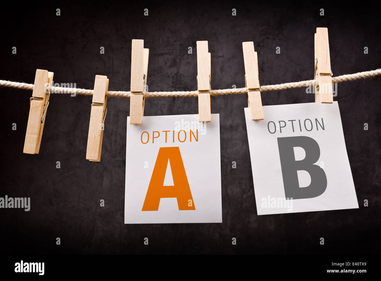 Option A oder Option B, Konzept der Wahl und die strategische Planung Stockfoto
