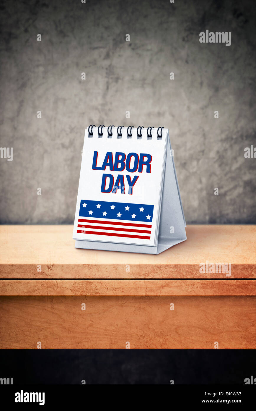 Labor Day Kalender am Bürotisch Stockfoto
