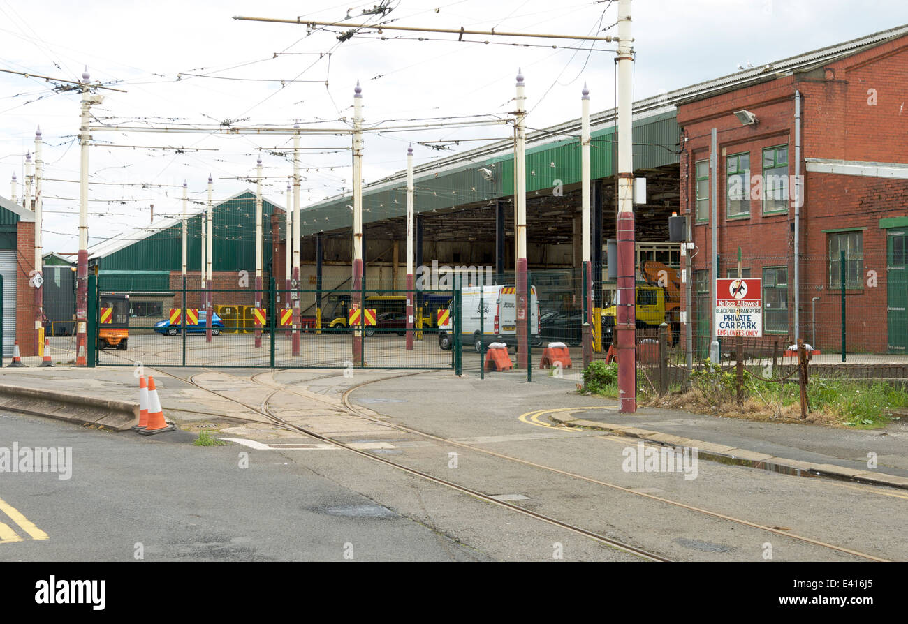 Die alten Blackpool Transport Straßenbahn Schuppen Stockfoto