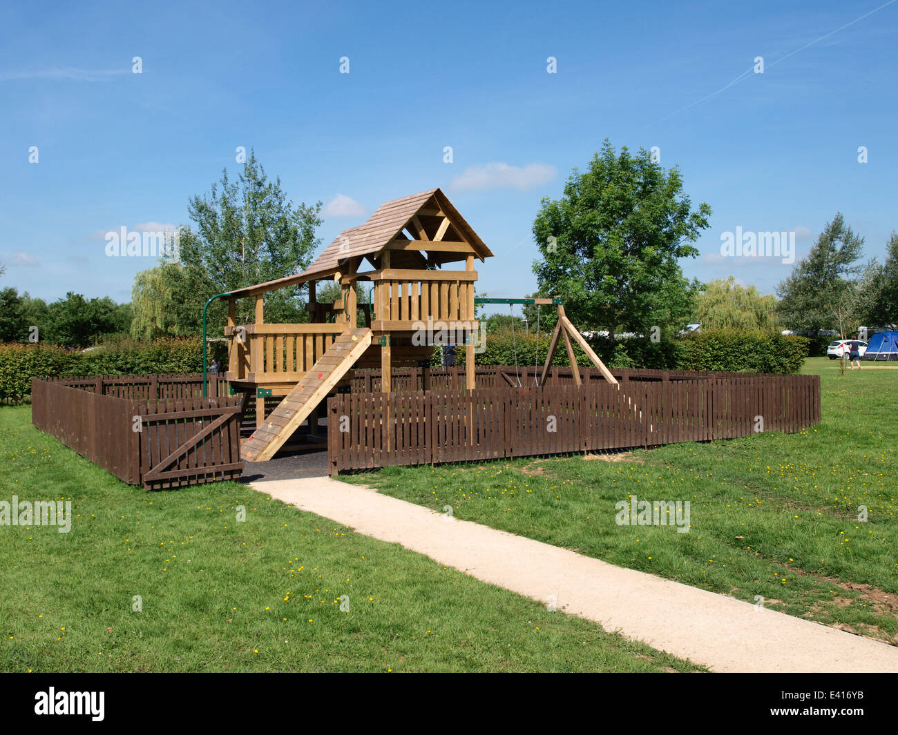 Kinder Holz Spielpark, UK Stockfoto