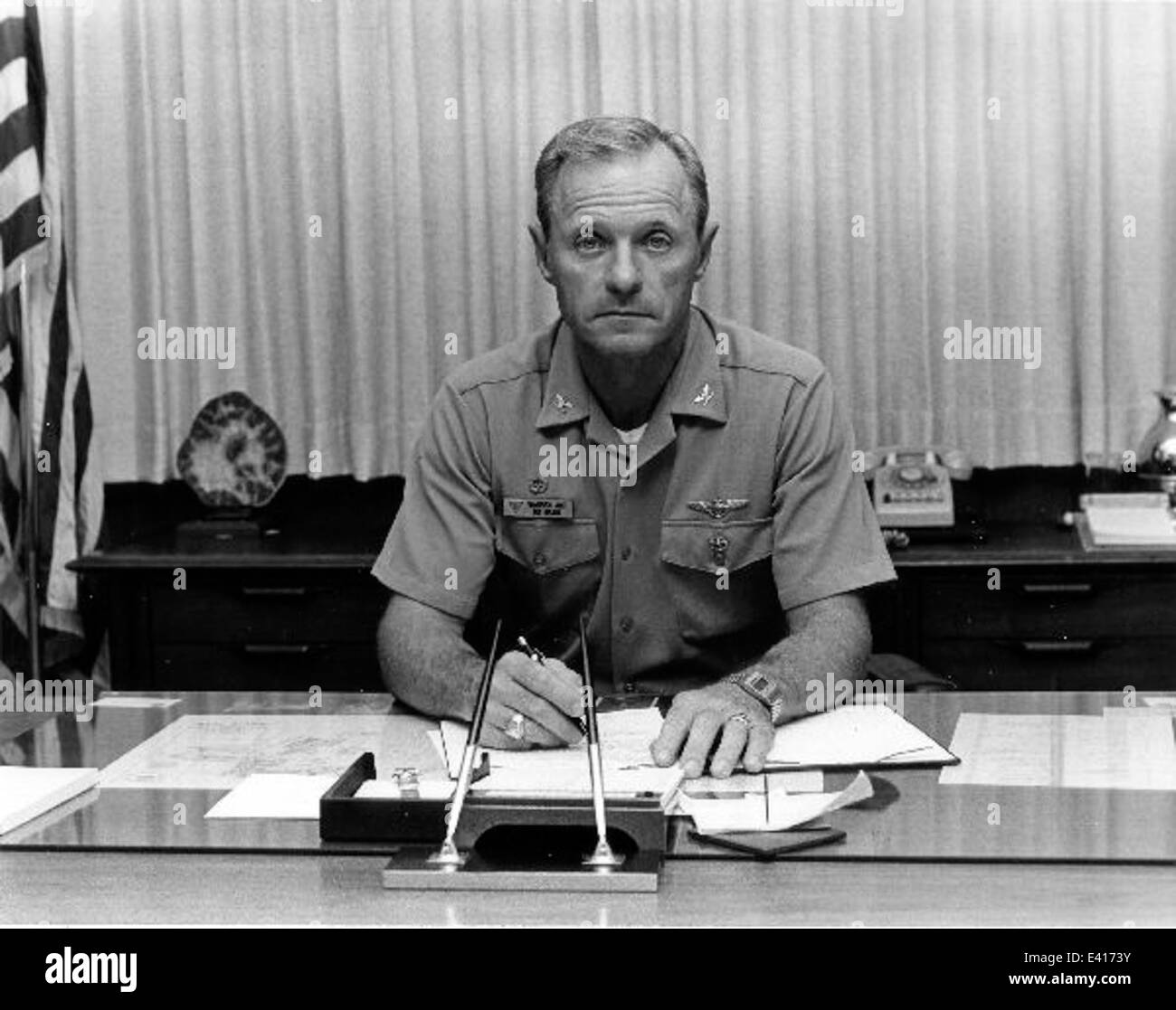 Foto von Captain Warren Aut, kommandierender Offizier der NASNI im Jahr 1981. Stockfoto