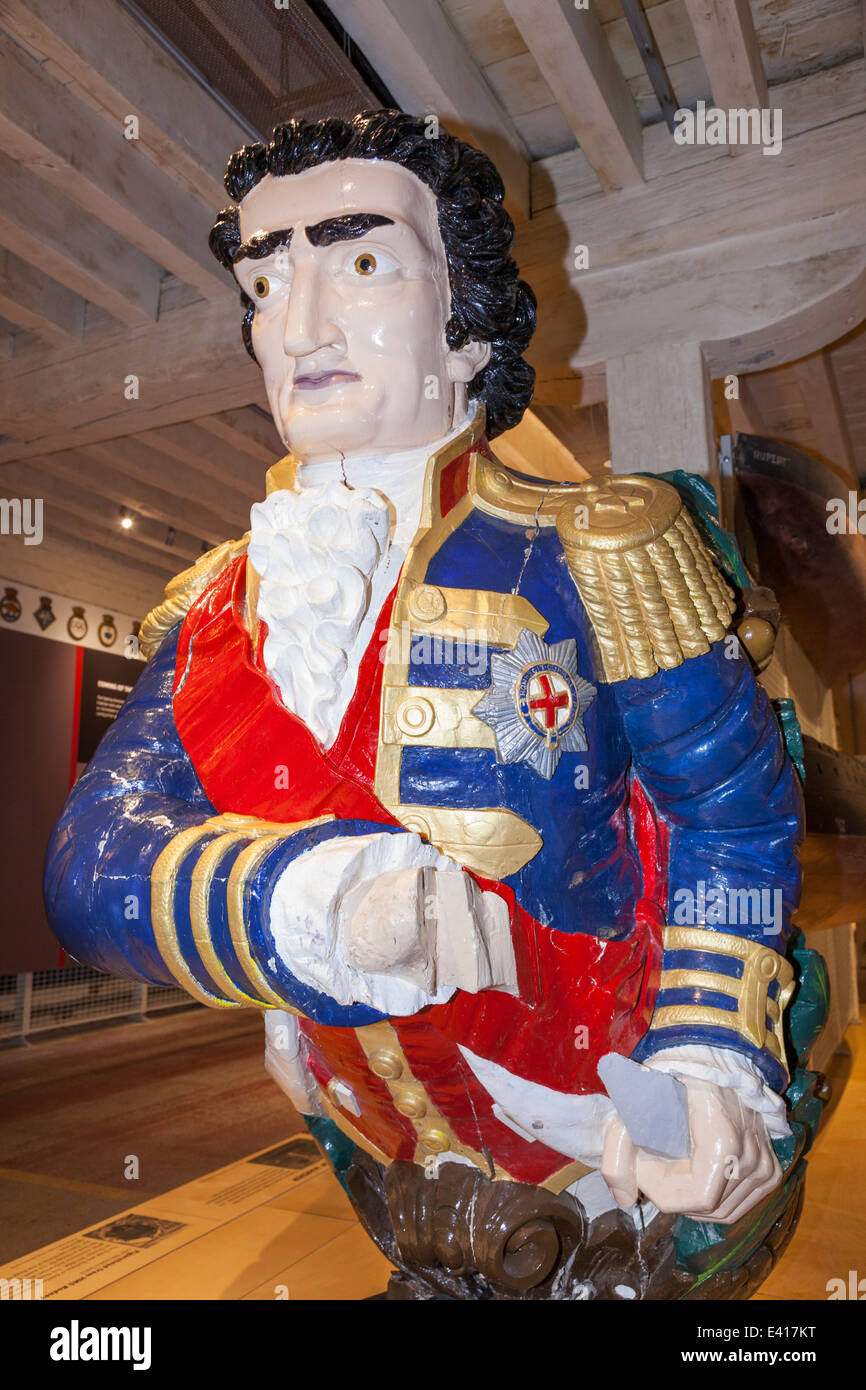 England, Kent, Chatham Historic Dockyard, Galionsfigur der HMS Rodney Stockfoto