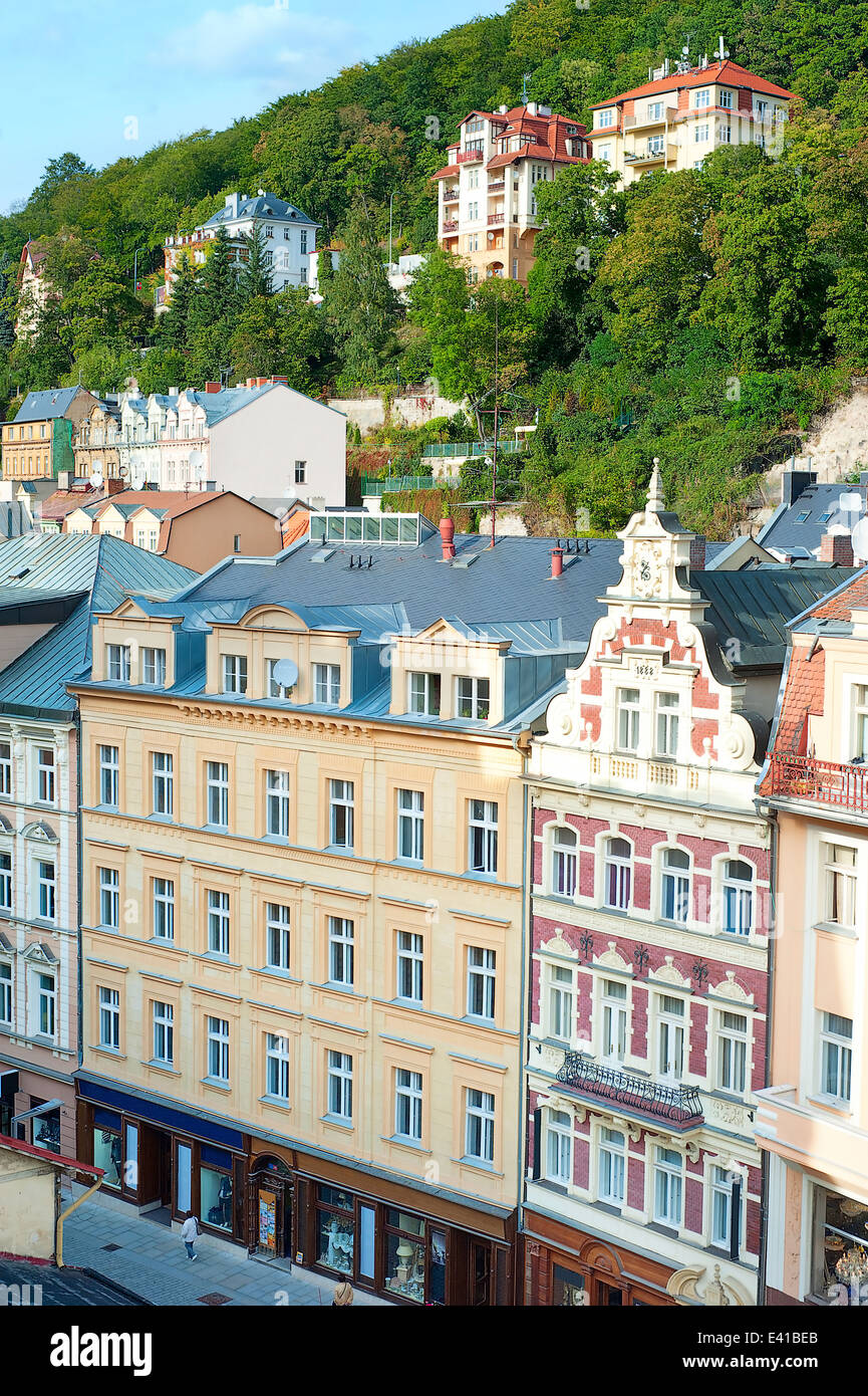 Luftbild der Altstadt. Karlovy Vary, Tschechische Republik Stockfoto
