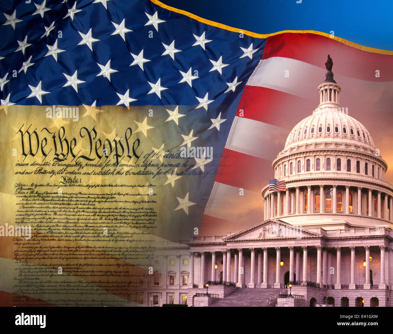 Patriotische Symbole der Vereinigten Staaten von Amerika Stockfoto