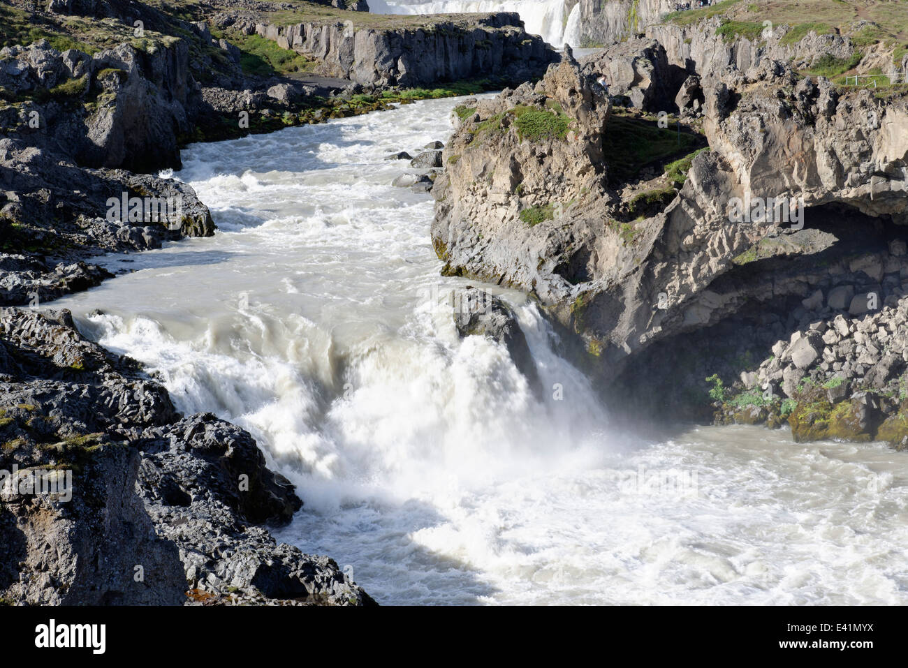 Godafoss Wasserfall der Götter oder Godi, Fluss Skjalfandafljot, Thingeyjarsveit, Myvatn Bezirk North Central Island Stockfoto