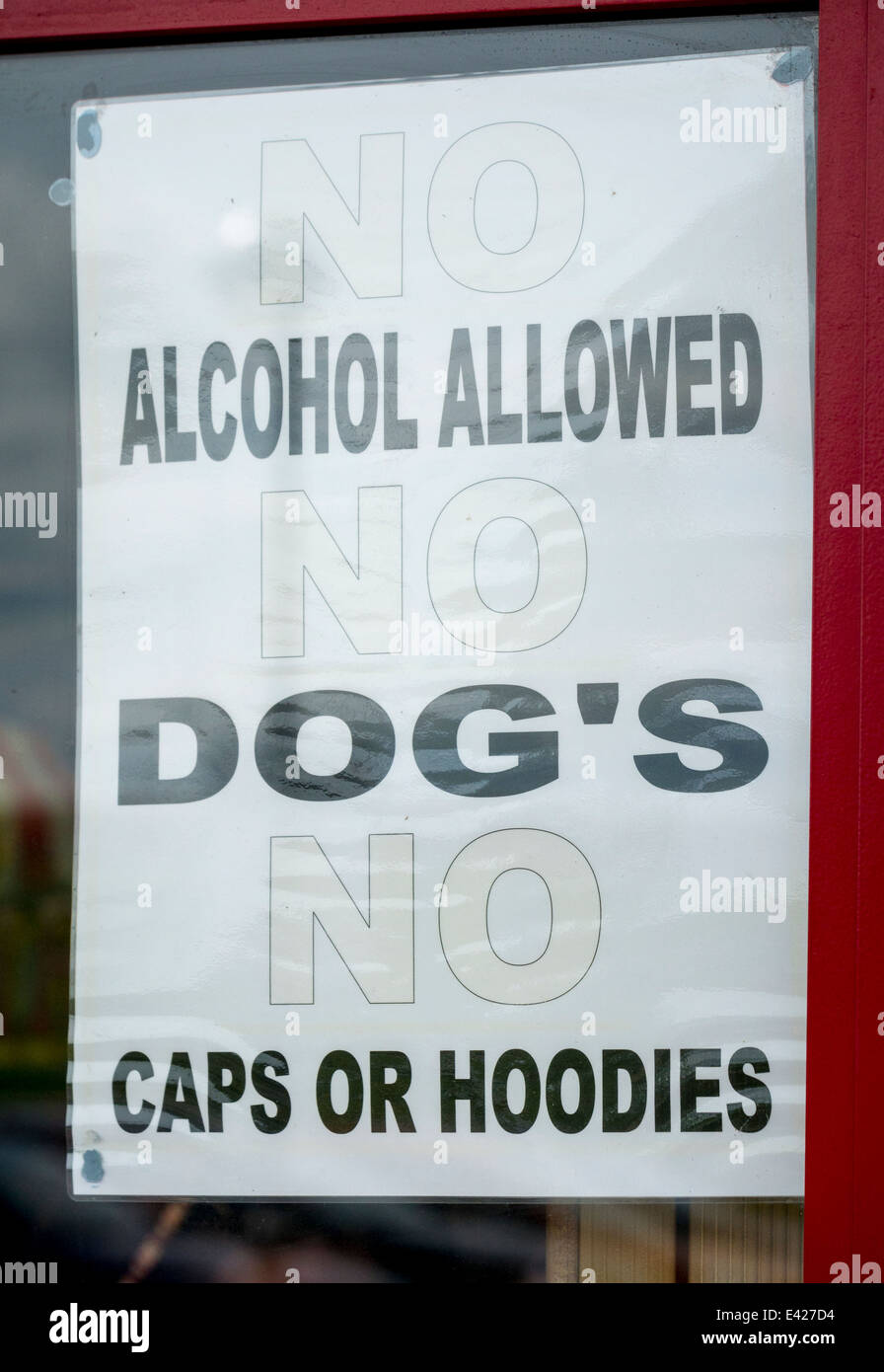 Anti-soziales Verhalten Schild eine Spielhalle. Stockfoto