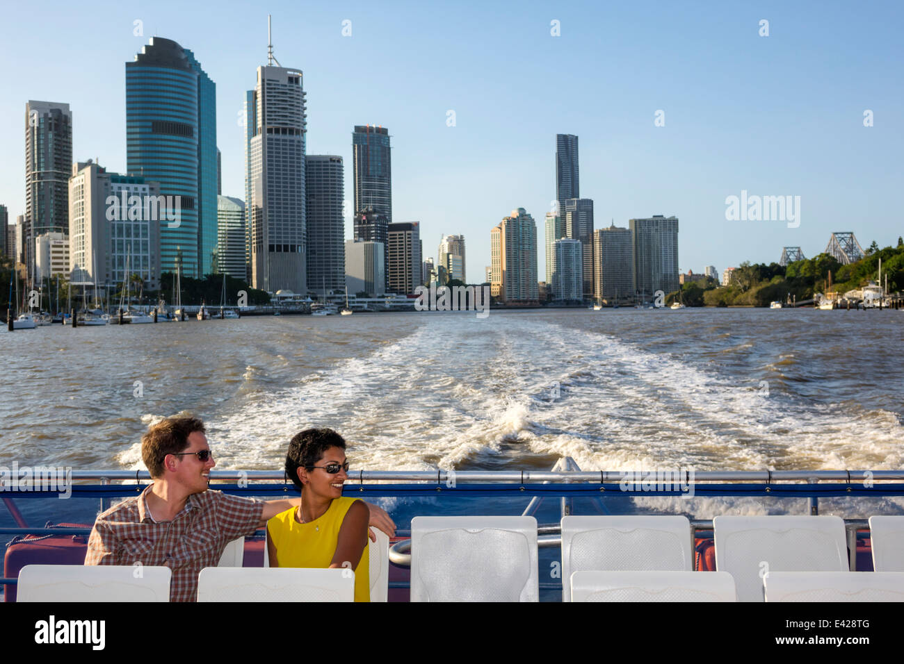 Brisbane Australien, Brisbane River, CityCat, Fähre, Boot, Fahrer, Passagiere, Fahrer, TransLink, Trans Link, QueenslandFerries, Fähren, Admiralität Stockfoto