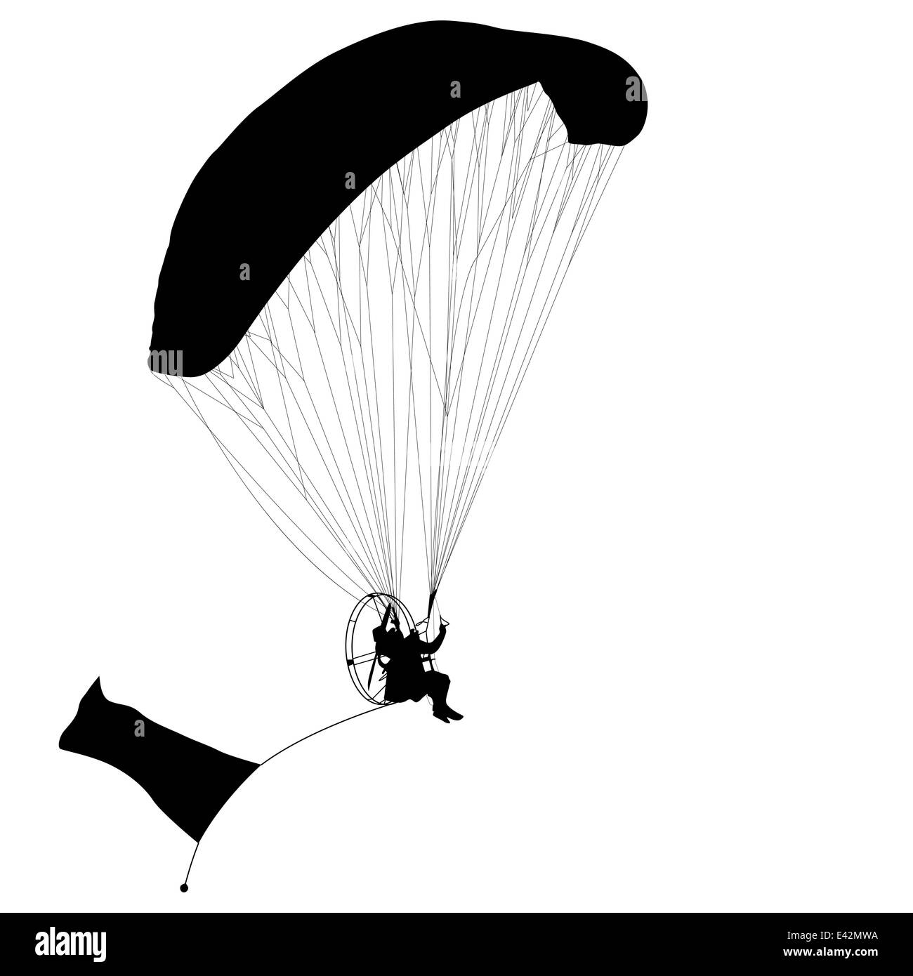 Paragliding, Silhouette-Vektor-illustration Stockfoto