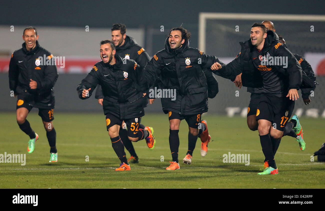 2014 Antalya Cup - Finale - Galatasaray Vs. Keltische bei Akdeniz Universität Stadion Featuring: Galatasaray-Spieler wo: Antalya, Türkei: 12. Januar 2014 Stockfoto