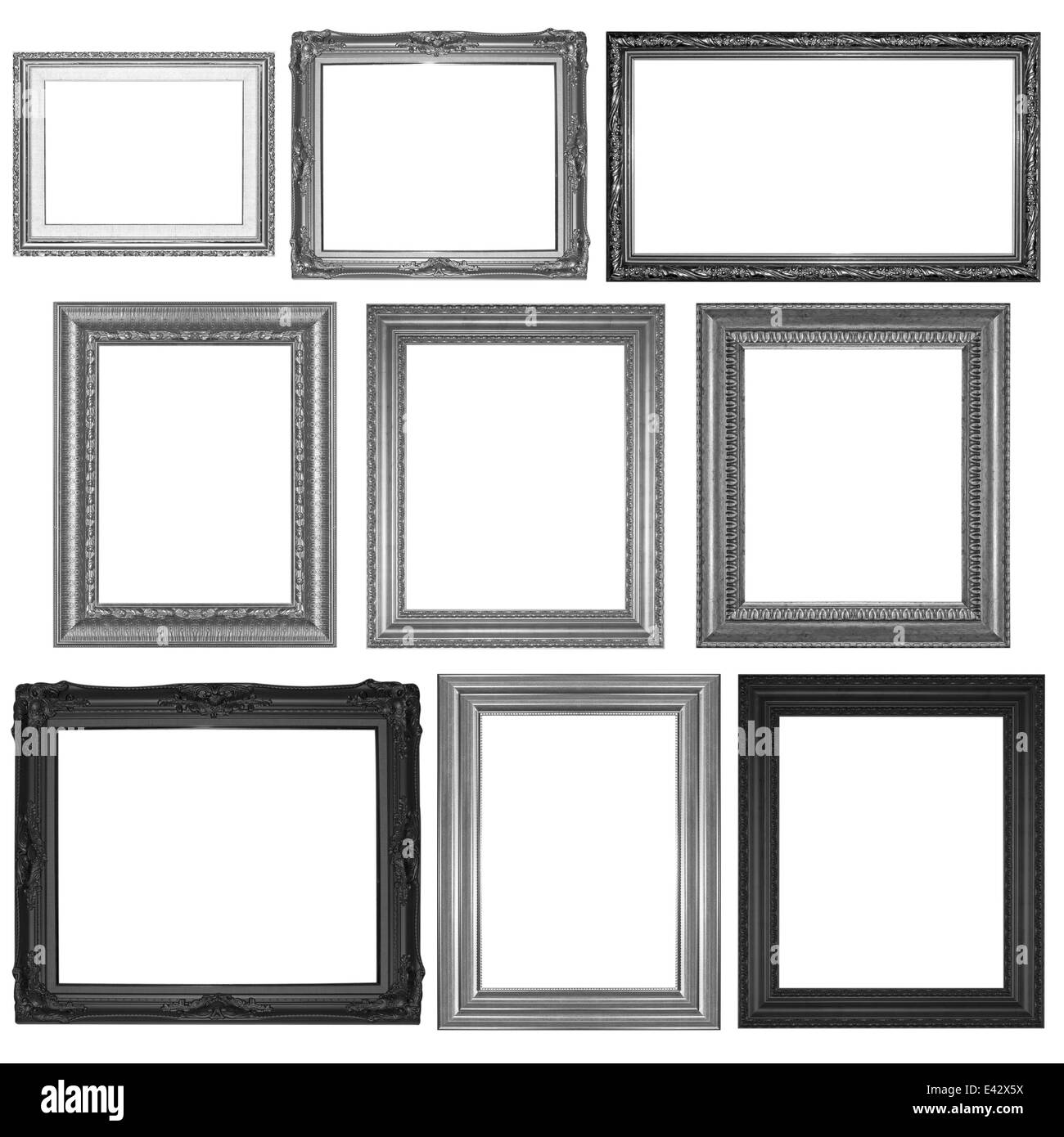 Alt antik Holzrahmen isoliert auf weißem Hintergrund. Stockfoto