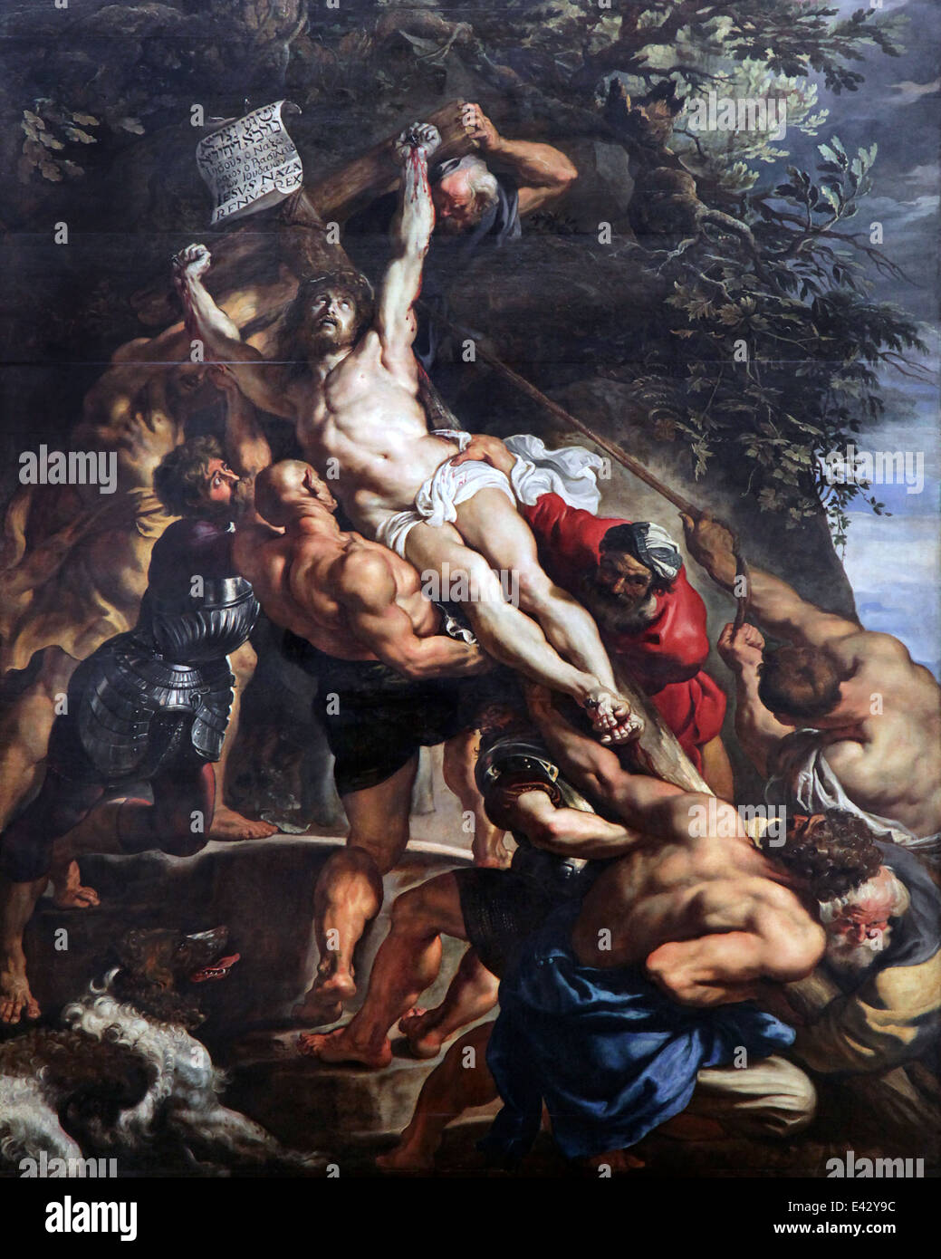 Kreuzheben.1609-1610 von Peter Paul Rubens.mittlere Tafel.Kathedrale unserer Lieben Frau.Antwerpen.Belgien. Stockfoto