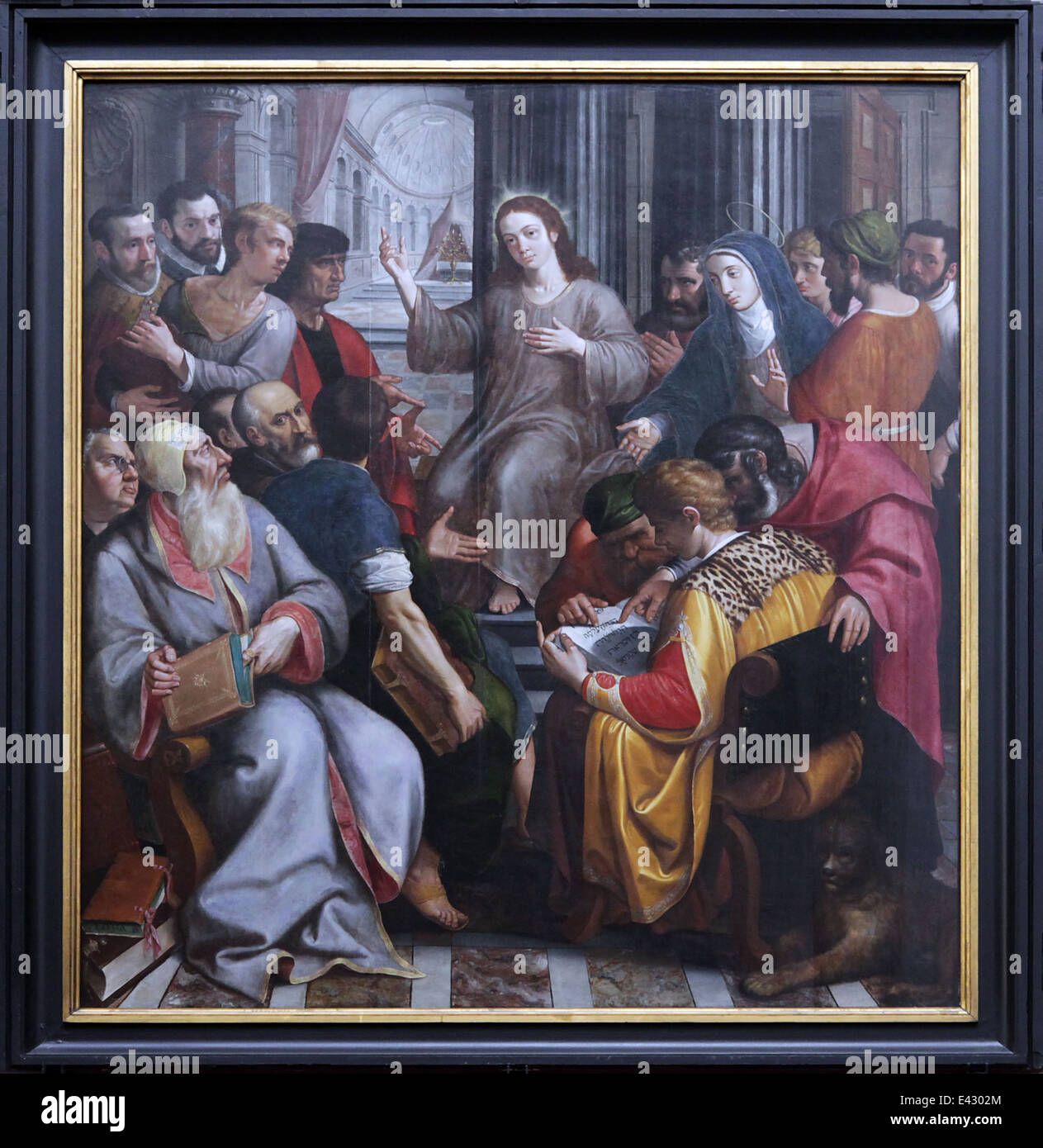 Jesus unter den Ärzten 1587) in der Kathedrale unserer Lieben Frau Antwerpen von Frans Francken I. oder Frans Francken d. Ä. (1542 – 1616) Flämischer Maler. Stockfoto