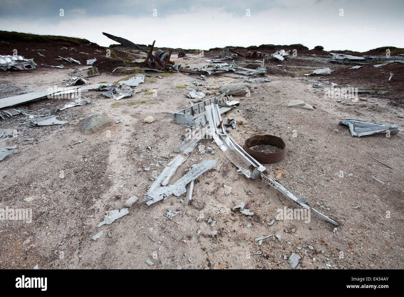 Das Wrack von einem USAF Superfortress, die bei höheren Regal Steinen in der Nähe von Glossop, 3. November 1948 abgestürzt Stockfoto