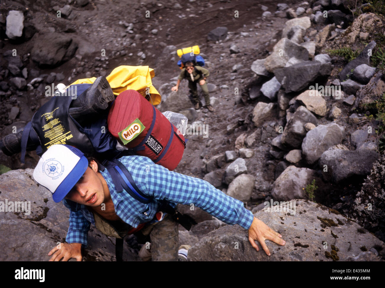 Operation Raleigh Freiwilligen Klettern in Chile 1989 nun als Raleigh International Stockfoto