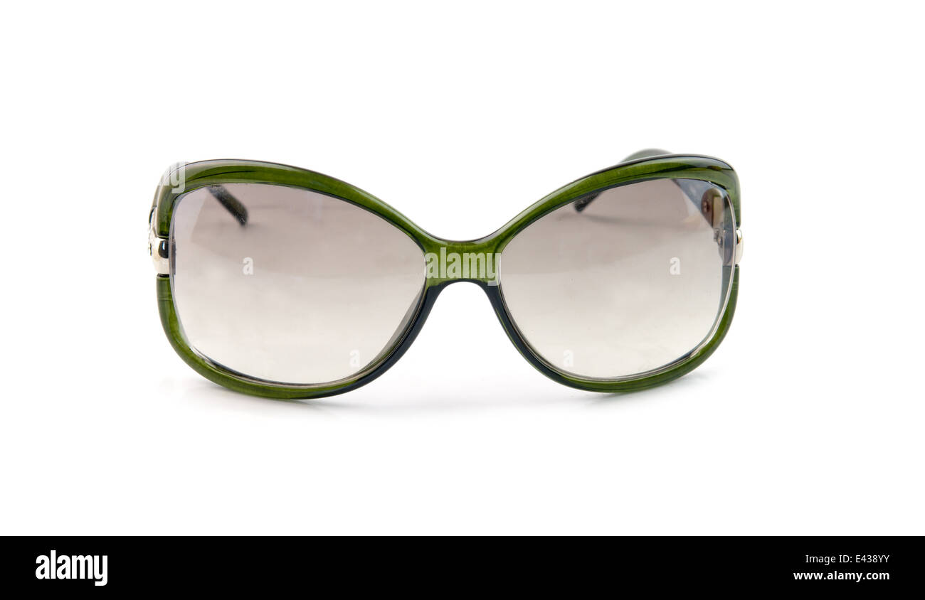 grüne Sonnenbrille isoliert auf weißem Hintergrund Stockfoto