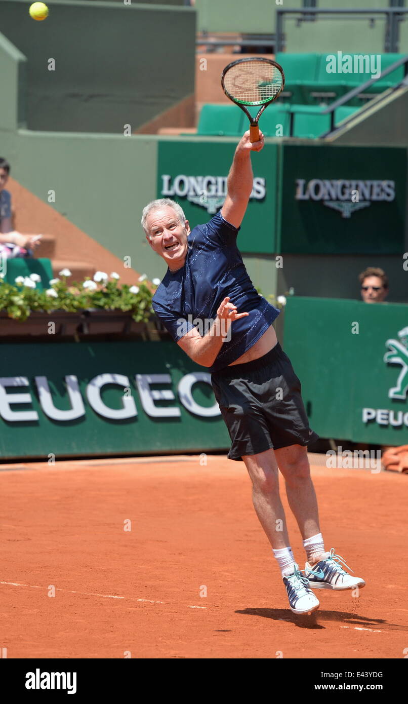 08.06.2014. Roland-Garros-Stadion, Paris, Frankreich. Bei den French Open Tennis Championships 2014 über 45 Herren Doppel, John Mc Enroe und Patrick Mc Enroe versus Andres Gomez und Mark Woodforde Stockfoto