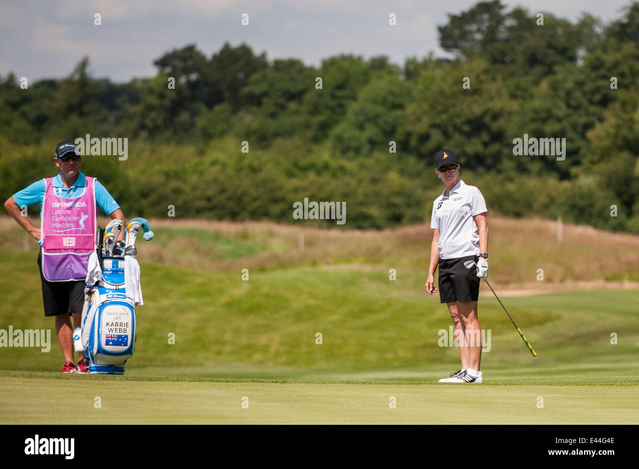 Denham, London, UK, 2. Juli 2014.  ISPS HANDA Ladies European Masters 2014 - pro-am Tag der Buckinghamshire Golf Club.  Ein Tag für Unternehmen und prominenten Partnern neben Profis vor dem main Event am folgenden Tag zu spielen.  Im Bild: Karrie Webb (Australien), Titelverteidiger.   Bildnachweis: Stephen Chung/Alamy Live-Nachrichten Stockfoto