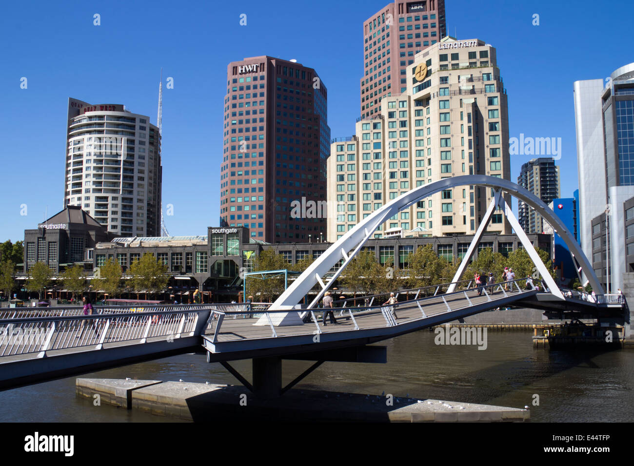 Southgate Fußgängerbrücke, Melbourne, Victoria, Australien Stockfoto