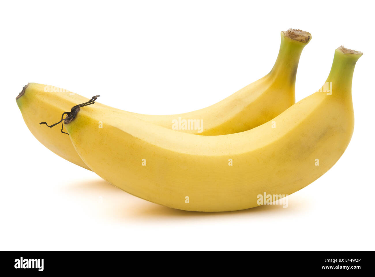 zwei Bananen, isoliert auf weiss mit Beschneidungspfad Stockfoto