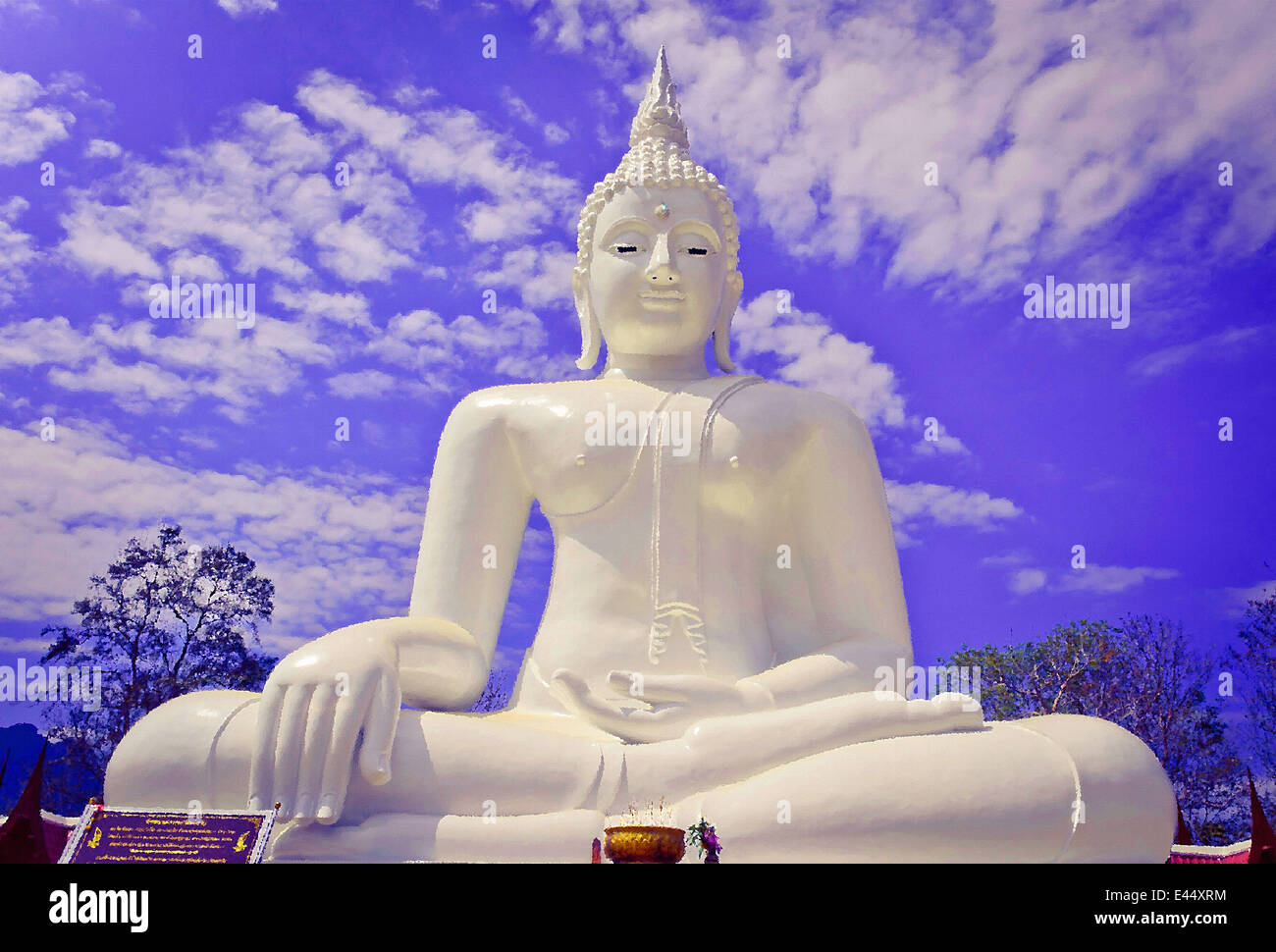 Weiße Buddha Bild in der Ölmalerei Stockfoto