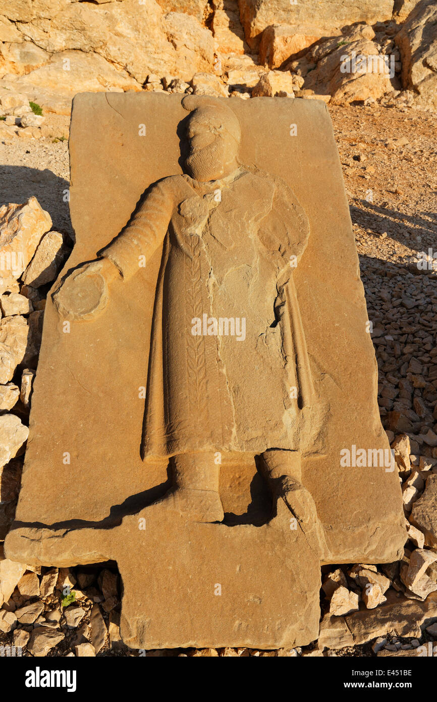 Relief, Westterrasse, Mount Nemrut, Nemrut Dagi, Adiyaman Provinz, südöstliche Anatolia Region Anatolien, Türkei Stockfoto