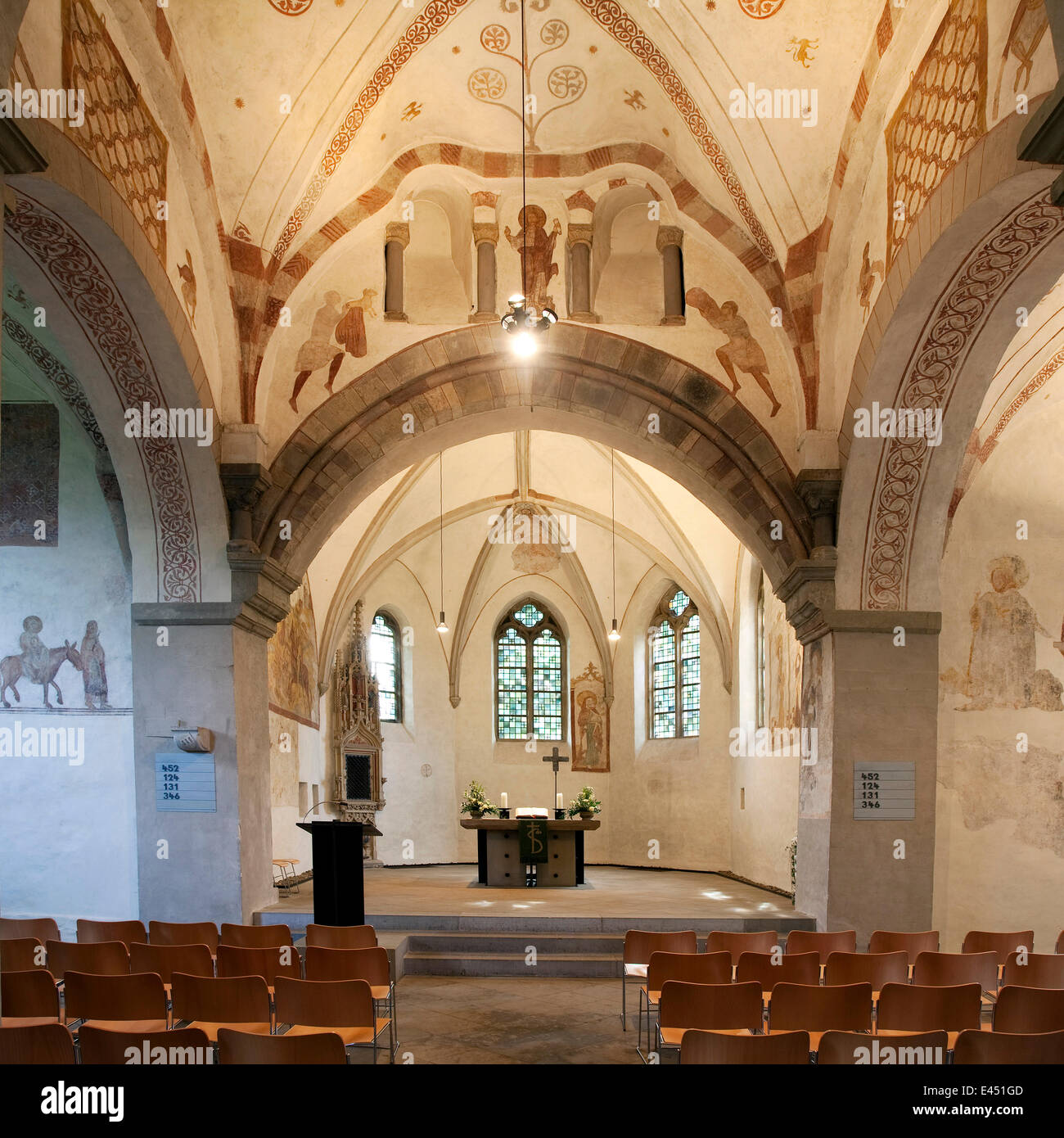 Stiepel Dorfkirche, Interieur, Bochum, Ruhr district, North Rhine-Westphalia, Deutschland Stockfoto