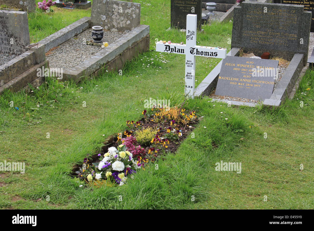 Laugharne Dylan Thomas Grab Stockfoto