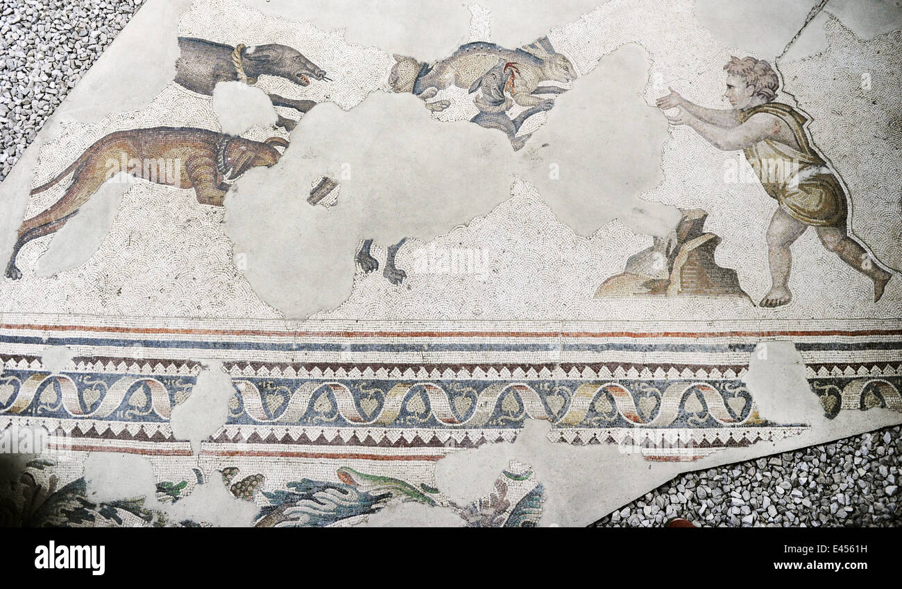 Großer Palast Mosaik-Museum. 4.-6. Jahrhunderte. Detail eines Mosaiks. Istanbul. Turkei. Stockfoto