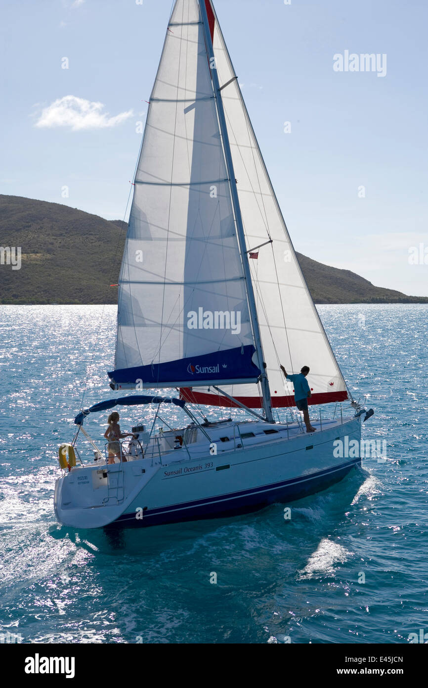 Sunsail Yacht Kreuzfahrten in den British Virgin Islands, März 2006. Modell und der Eigenschaft freigegeben. Stockfoto