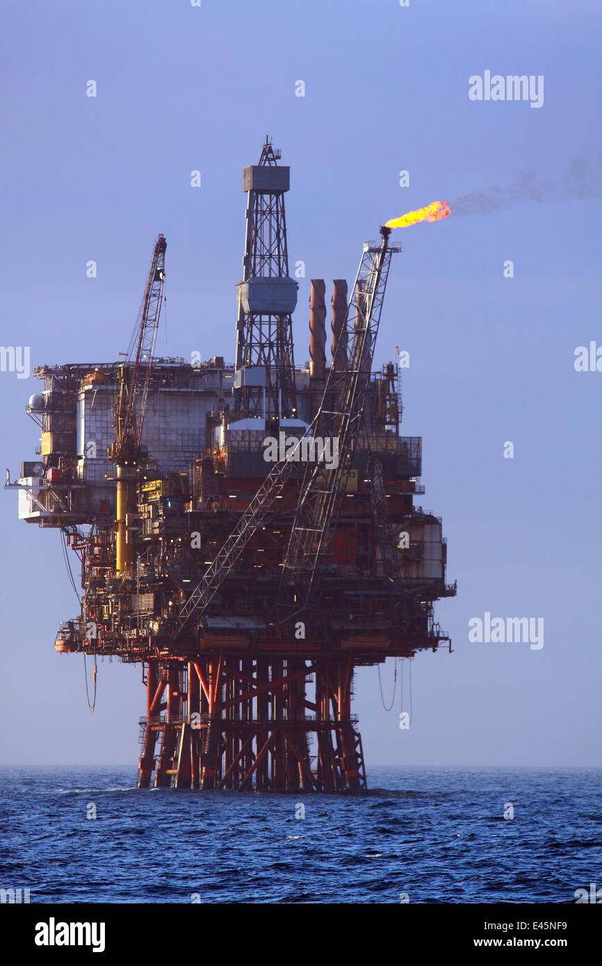 Beryl Bravo Ölplattform Abblasen Gas, Nordsee März 2010 Stockfoto