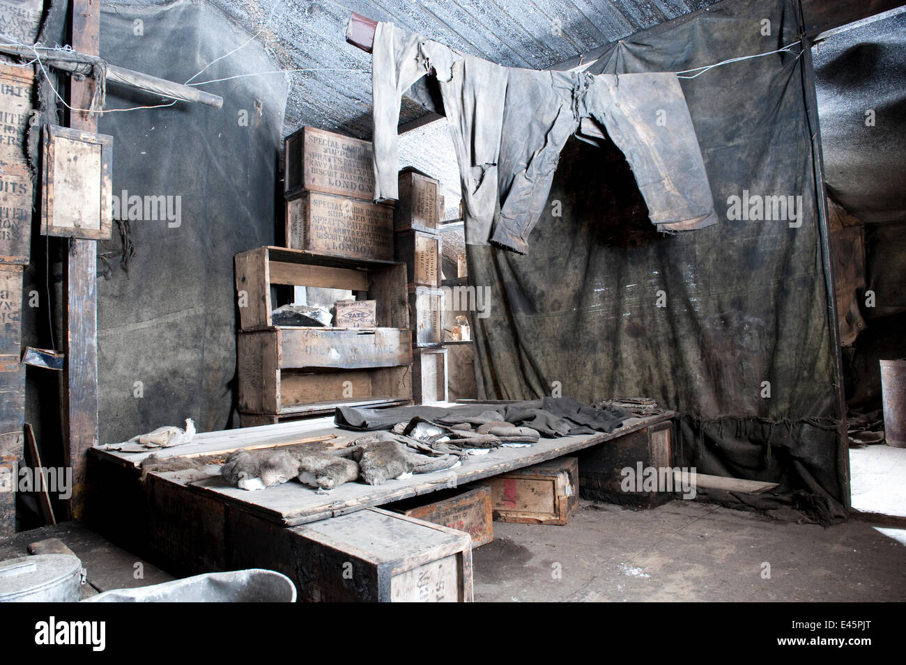 Innenraum der Kapitän Scotts Hütte, Hut Point, McMurdo-Sund, Ross-Meer, Antarktis, November 2008 Stockfoto Innenraum der Kapitän Scotts Hütte, Hut Point, McMurdo-Sund, Ross-Meer, Antarktis, November 2008 Stockfoto
